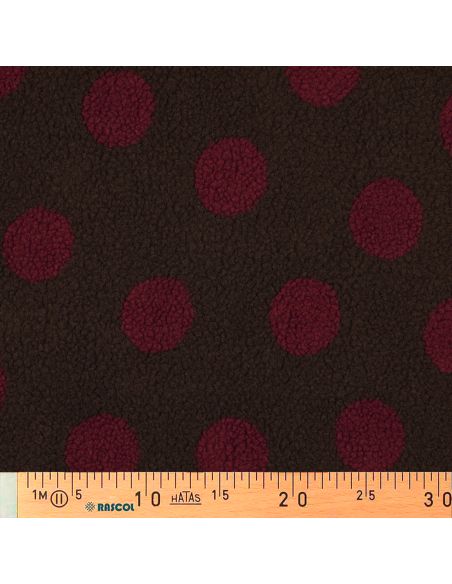 Tissu fourrure Teddy - Gros pois burgundy
