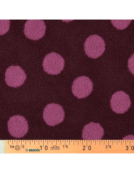 Tissu fourrure Teddy - Gros pois fuchsia