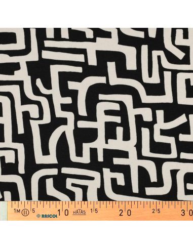 Tissu jogging abstrait - Naturel et noir