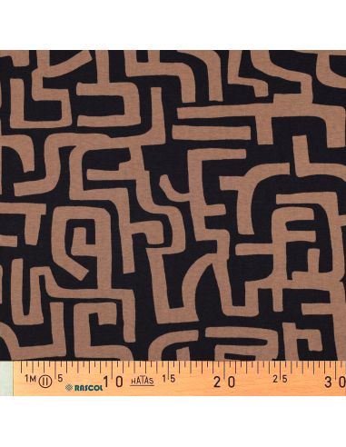 Tissu jogging abstrait - Brun et bleu marine foncé