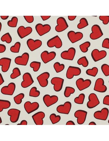 Tissu jogging coeur - Blanc cassé