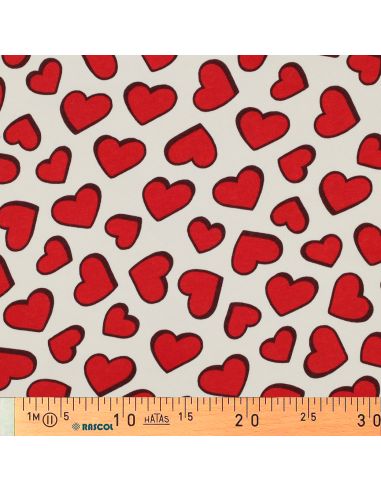 Tissu jogging coeur - Blanc cassé