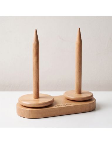 Double support pelote de laine en bois clair Rascol