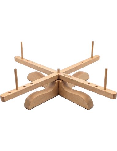 Dévidoir à écheveaux en bois clair sur table Rascol