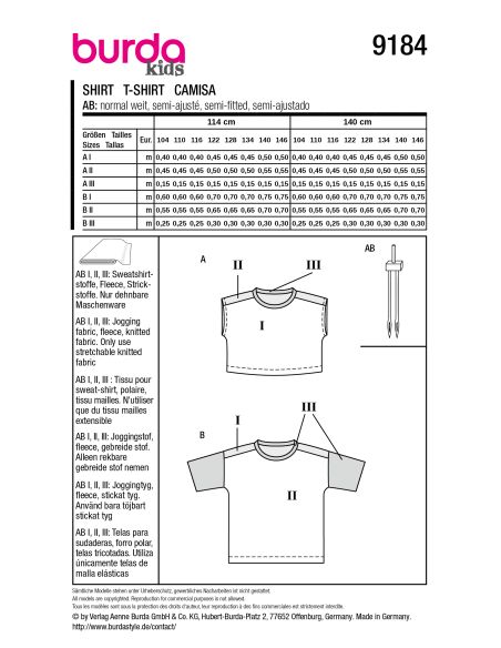 Patron de T-shirt - Burda 9184