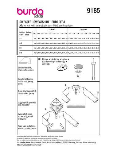 Patron de sweat - Burda 9185