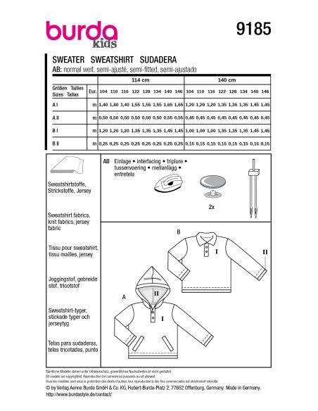 Patron de sweat - Burda 9185