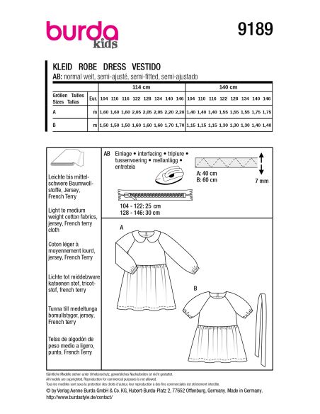Patron de robe - Burda 9189