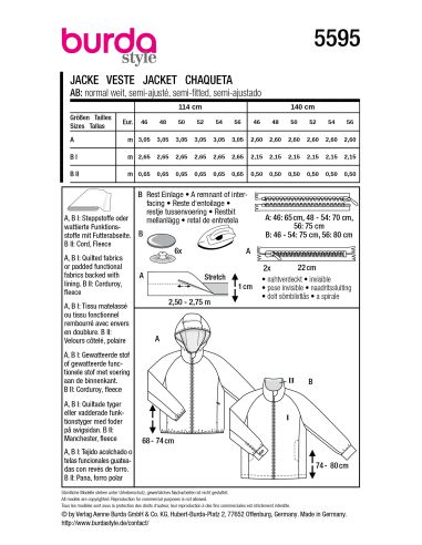 Patron de veste - Burda 5595