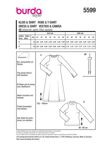 Patron de robe et T-shirt - Burda 5599