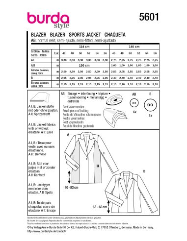 Patron de blazer - Burda 5601