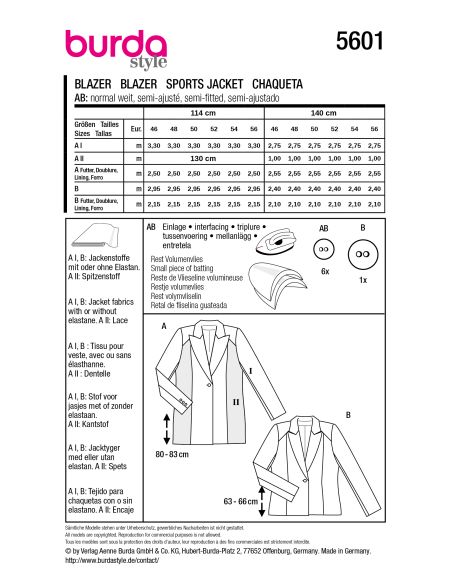 Patron de blazer - Burda 5601