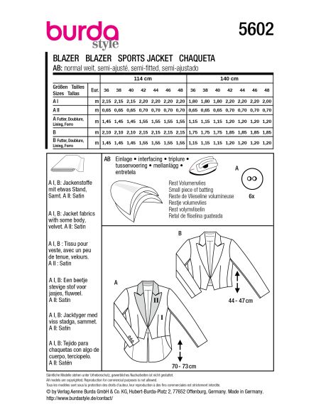 Patron de blazer - Burda 5602