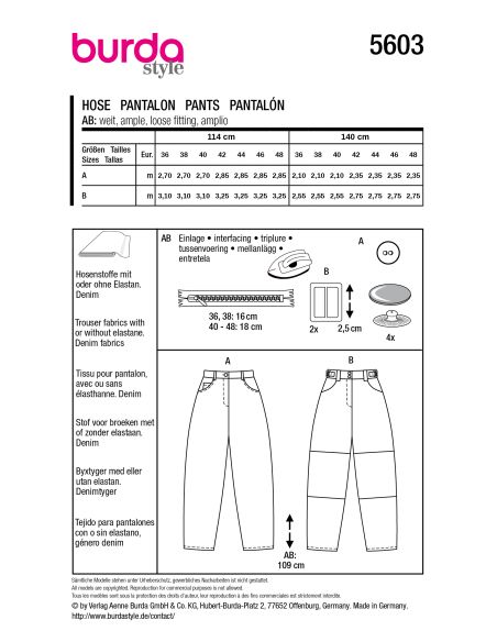 Patron de pantalon - Burda 5603