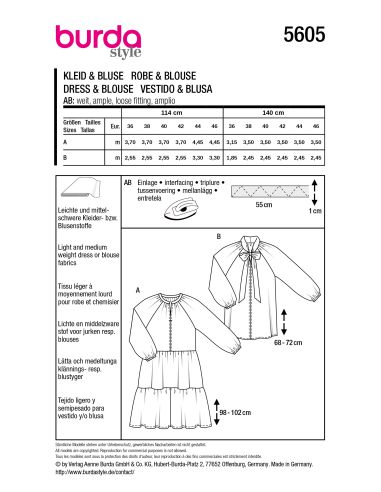 Patron de robe et blouse - Burda 5605