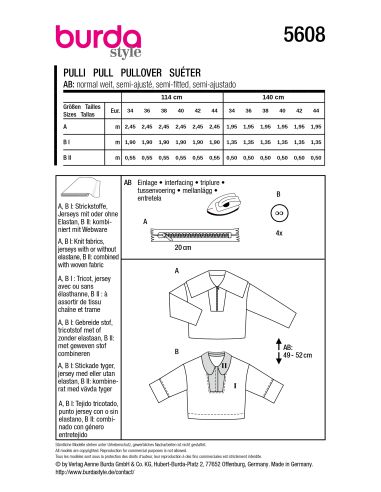 Patron de pull - Burda 5608