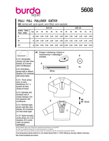 Patron de pull - Burda 5608