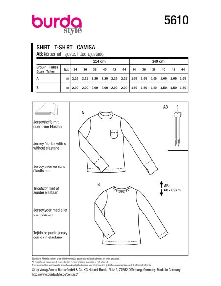 Patron de T-shirt - Burda 5610
