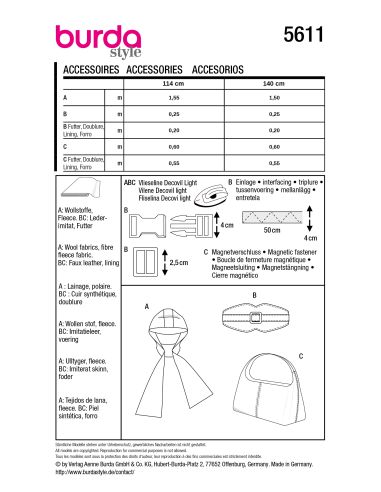 Patron d'accessoires - Burda 5611