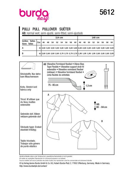 Patron de pull - Burda 5612