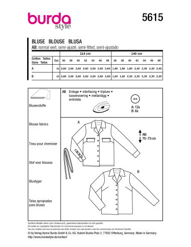 Patron de blouse - Burda 5615