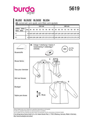 Patron de blouse - Burda 5619