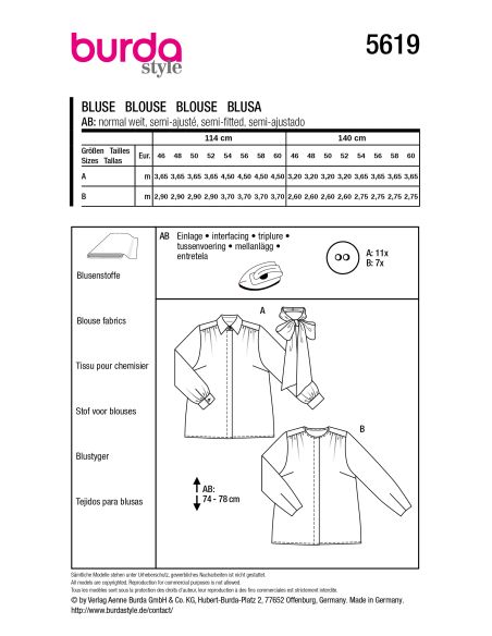 Patron de blouse - Burda 5619