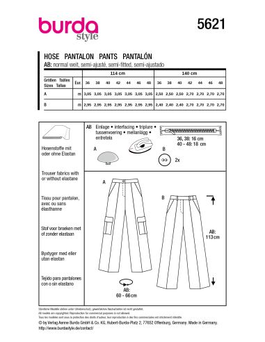 Patron de pantalon - Burda 5621