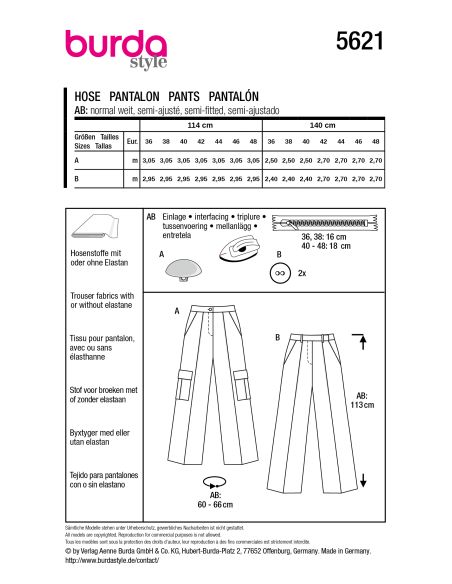 Patron de pantalon - Burda 5621