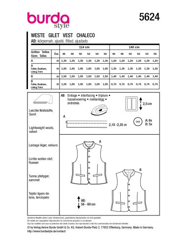 Patron de veste - Burda 5624