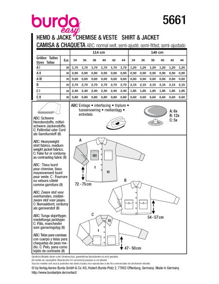 Patron de chemise et veste - Burda 5661