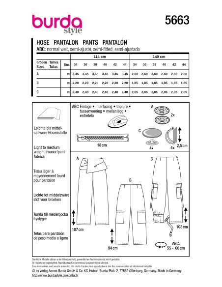 Patron de pantalon - Burda 5663