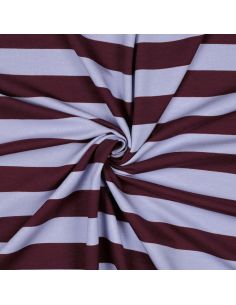 Tissu sweat léger à rayures - Raisin et lilas