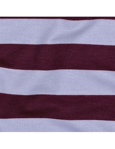 Tissu sweat léger à rayures - Raisin et lilas