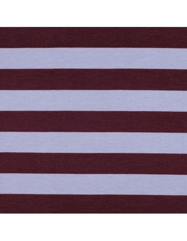 Tissu sweat léger à rayures - Raisin et lilas