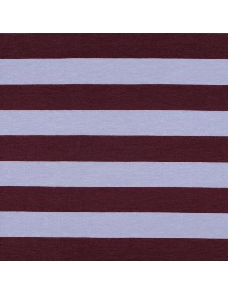 Tissu sweat léger à rayures - Raisin et lilas