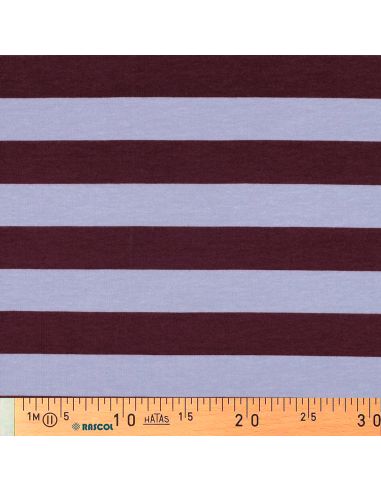 Tissu sweat léger à rayures - Raisin et lilas