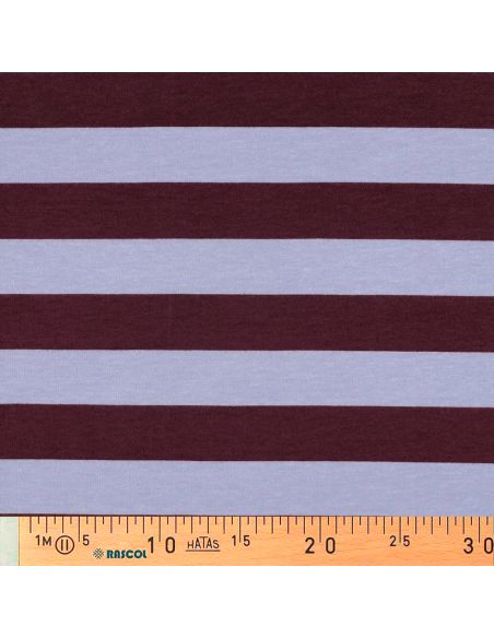 Tissu sweat léger à rayures - Raisin et lilas
