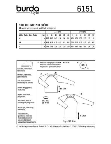 Patron de pull - Burda 6151