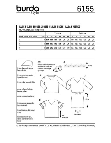 Patron de blouse et robe - Burda 6155