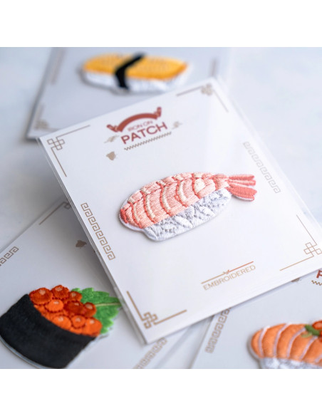 Patch brodé thermocollant - Sushi crevette