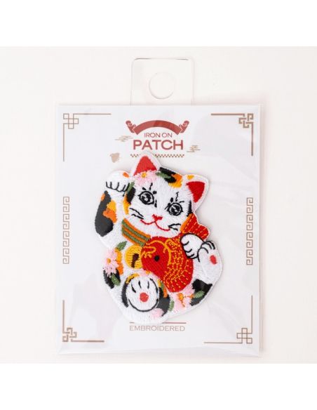 Patch brodé thermocollant - Maneki Neko carpe koï
