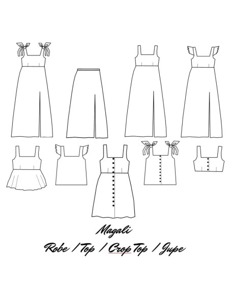 Patron de robe, top, crop top et jupe Magali - Ma Petite Fabrique