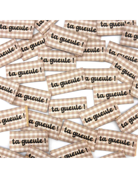 Lot de 5 étiquettes tissées à coudre Ta gueule