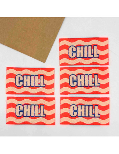 Lot de 5 étiquettes tissées à coudre Chill