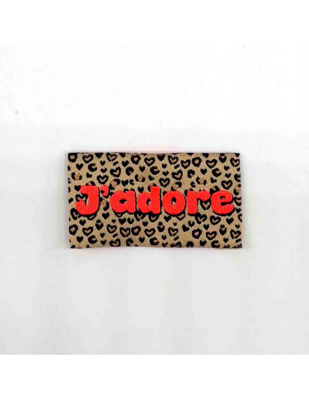 Lot de 5 étiquettes tissées à coudre J'adore