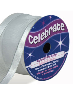 Ruban organza Celebrate blanc liseré gris - 38 mm x 4 m