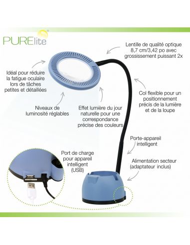 Lampe loupe de table avec support smartphone Volt PURElite