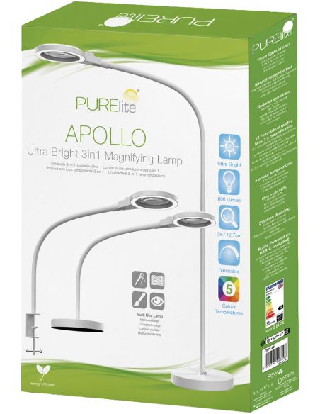 Lampe loupe 3-en-1 sur pied Apollo PURElite