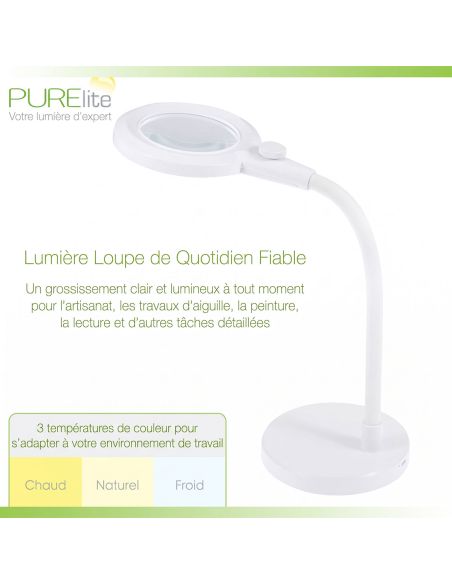 Lampe loupe de table rechargeable Aura PURElite